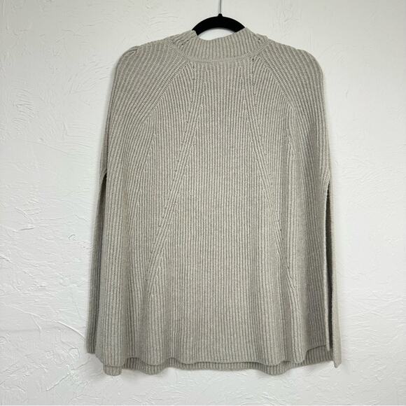 J Jill Grey Knit Poncho Sweater Womens OS Fall Winter Cape Pullover Preppy Warm - Picture 5 of 8